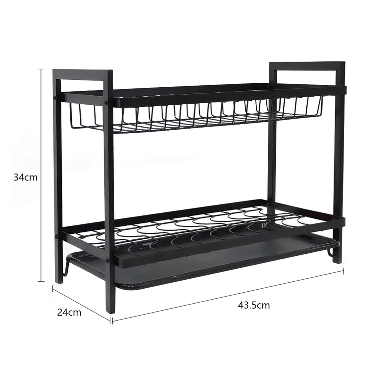 STORFEX 2 Layer Dish Drying Rack for Kitchen | Black | Steel Material_3