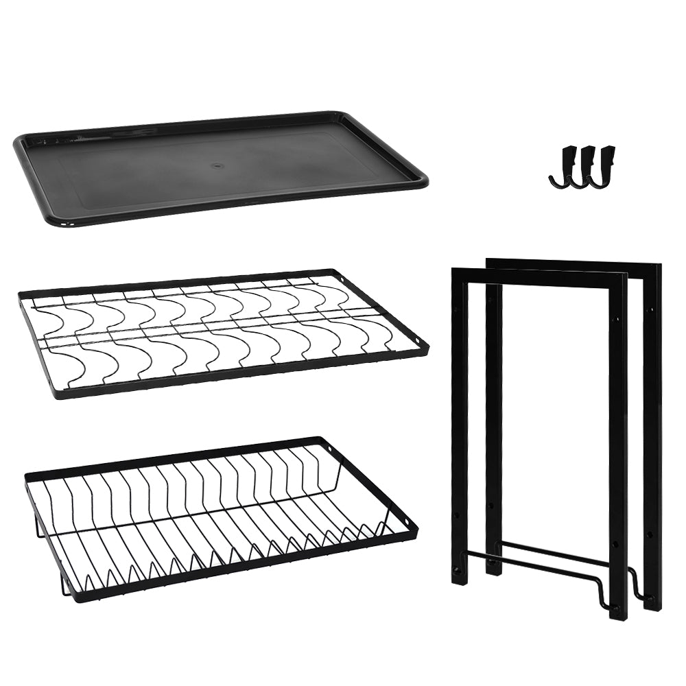 STORFEX 2 Layer Dish Drying Rack for Kitchen | Black | Steel Material_7