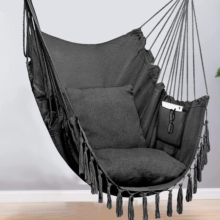 HYPERANGER Hammock Chair Hanging Rope Swing with 2 Cushions_3