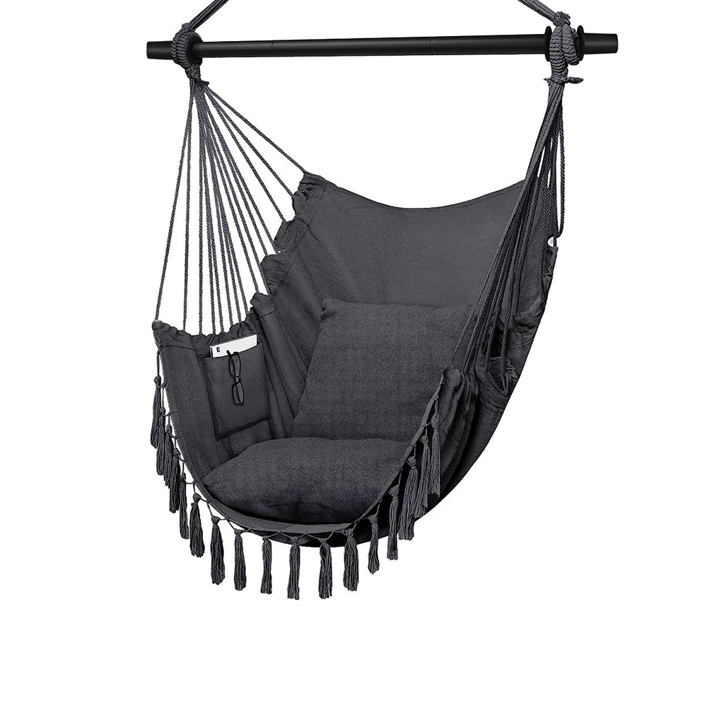 HYPERANGER Hammock Chair Hanging Rope Swing with 2 Cushions_0