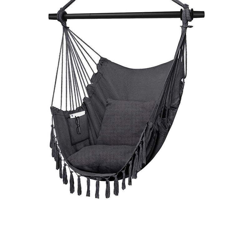 HYPERANGER Hammock Chair Hanging Rope Swing with 2 Cushions_0