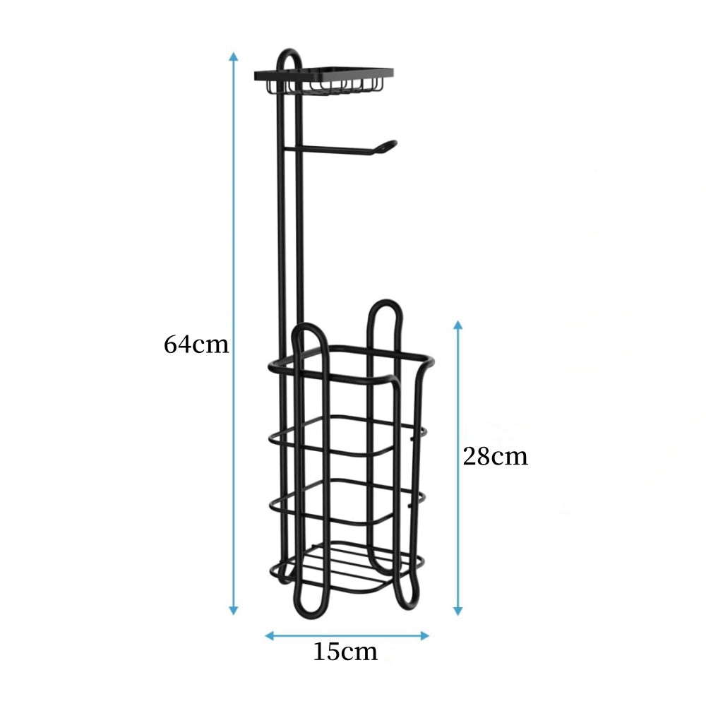STORFEX Toilet Paper Holder Stand 2 Pack | Black | Steel Material | L-Shaped Arm and Vertical Storage_3