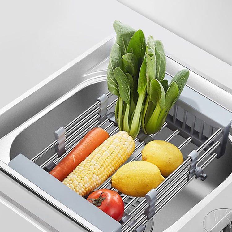Expandable Dish Drying Rack Telescopic Retractable Over the Sink Strainer_9