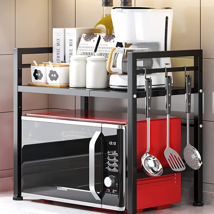 Adjustable Metal Oven Microwave Shelf Kitchen Organiser Storage Rack Holder Set_9