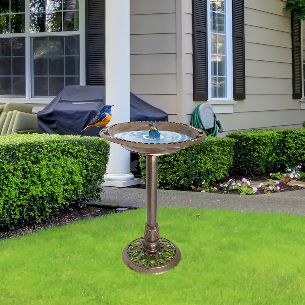 GREENHAVEN Antique Style Resin Outdoor Garden Bird Bath_5