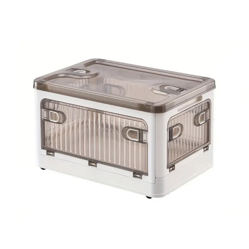 Five-door Foldable and Stackable Storage Box with Wheels and Top Lid_1