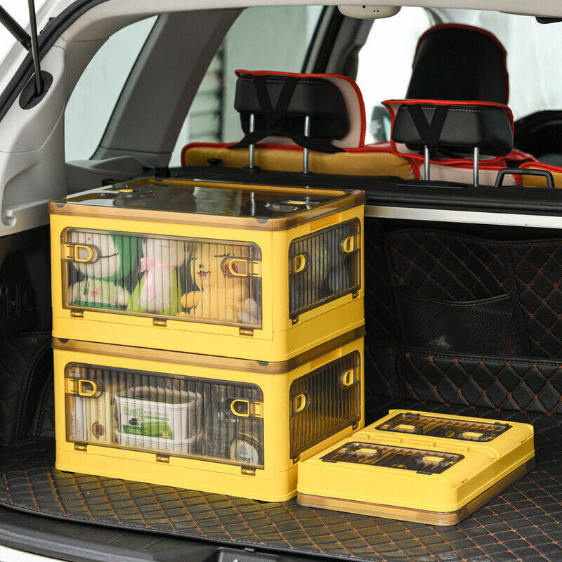 Five-door Foldable and Stackable Storage Box with Wheels and Top Lid_9