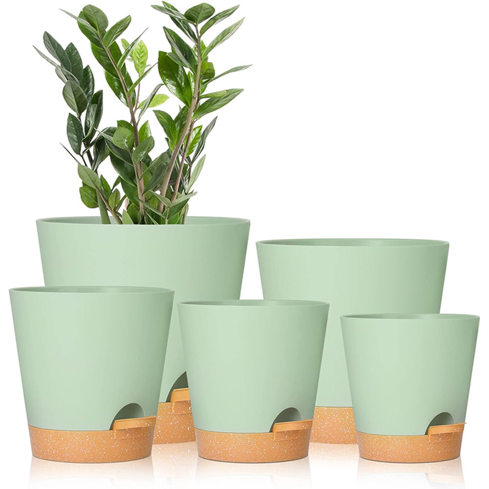 GREENHAVEN Self Watering Planters with Drainage Hole - Set of 5_0