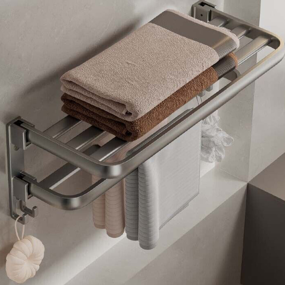 60cm Foldable Wall Mounted Towel Rack Bathroom Storage_6