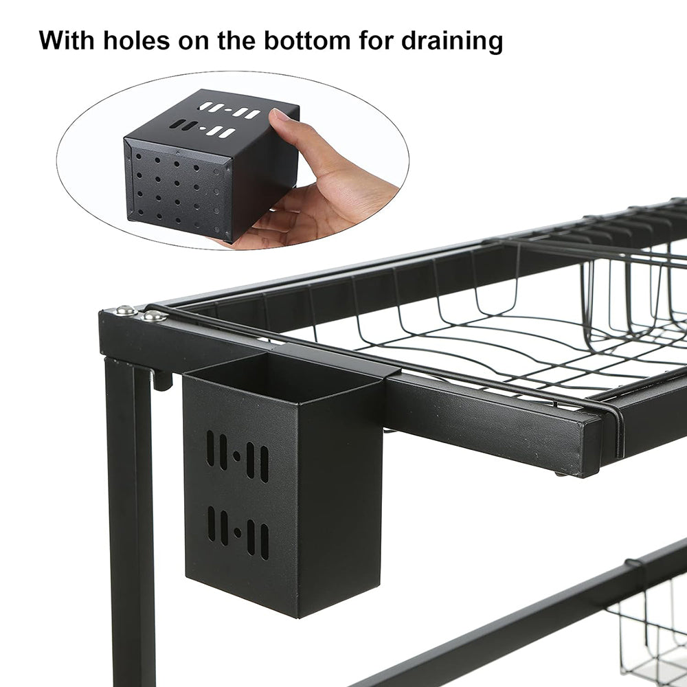 85cm Stainless Steel Over Sink Dish Drying Rack 2-Tire Kitchen Organizer_6