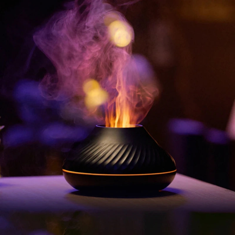 Color Flame Volcanic Aroma Diffuser Essential Oil Lamp_0