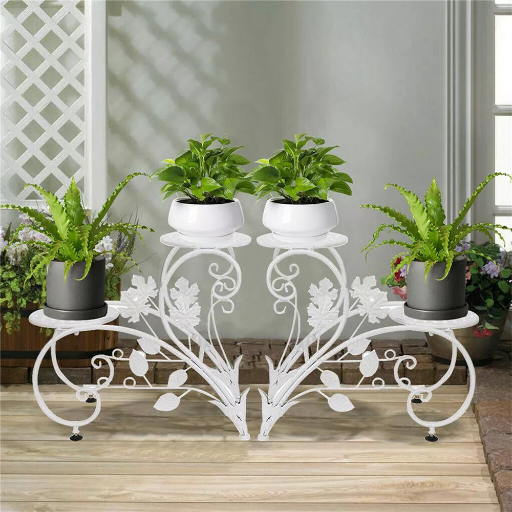 Set of 2 Heavy Duty Metal Round Plant Stand Rustproof Flower Pot Display Holder_1