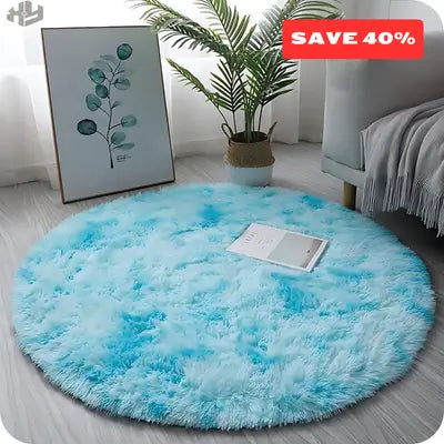 blue shag pile rug image