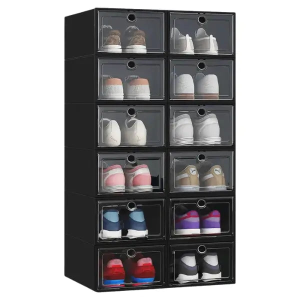 Stackable Shoe Box Organizer With Lid